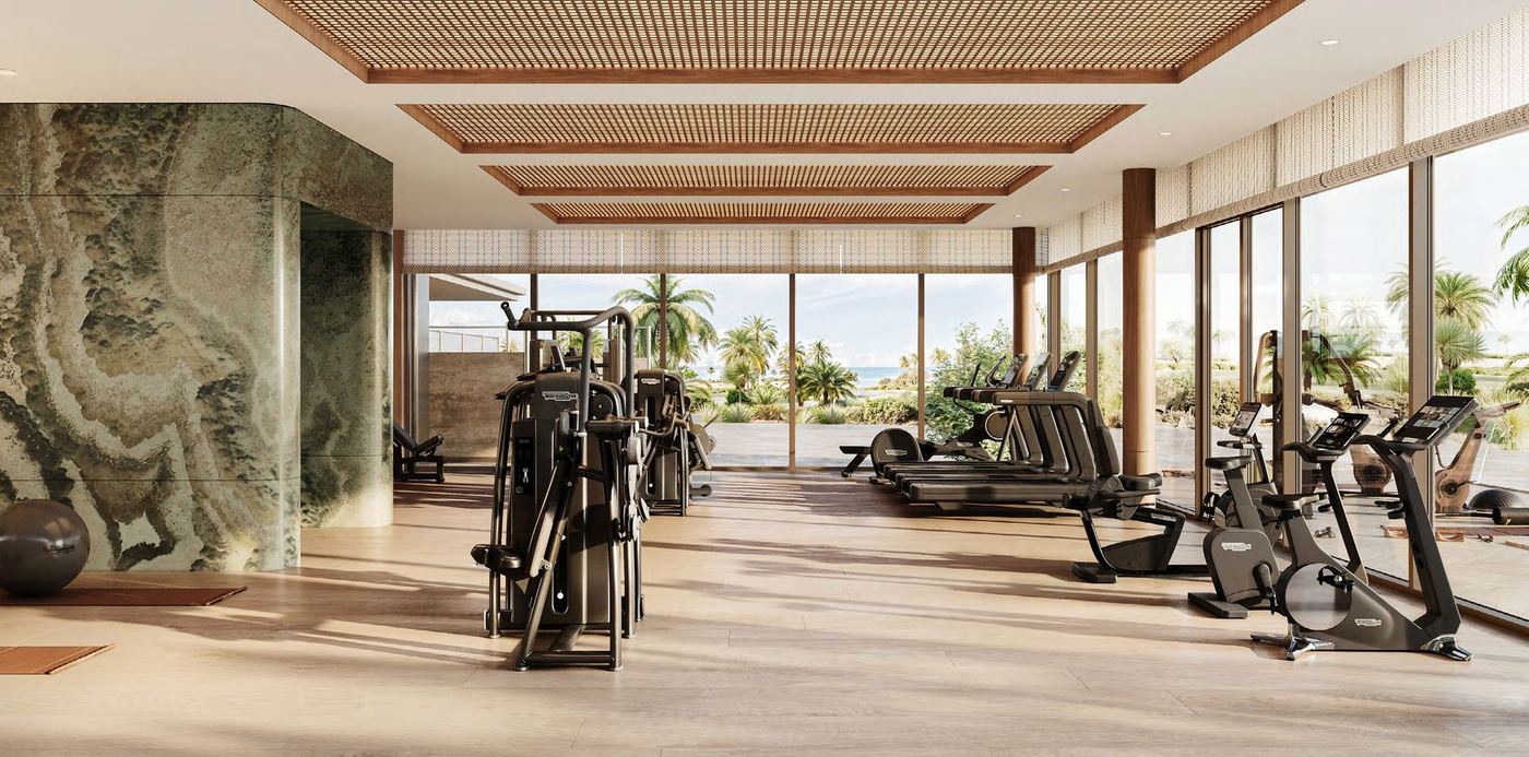 Fitness studio with sea views